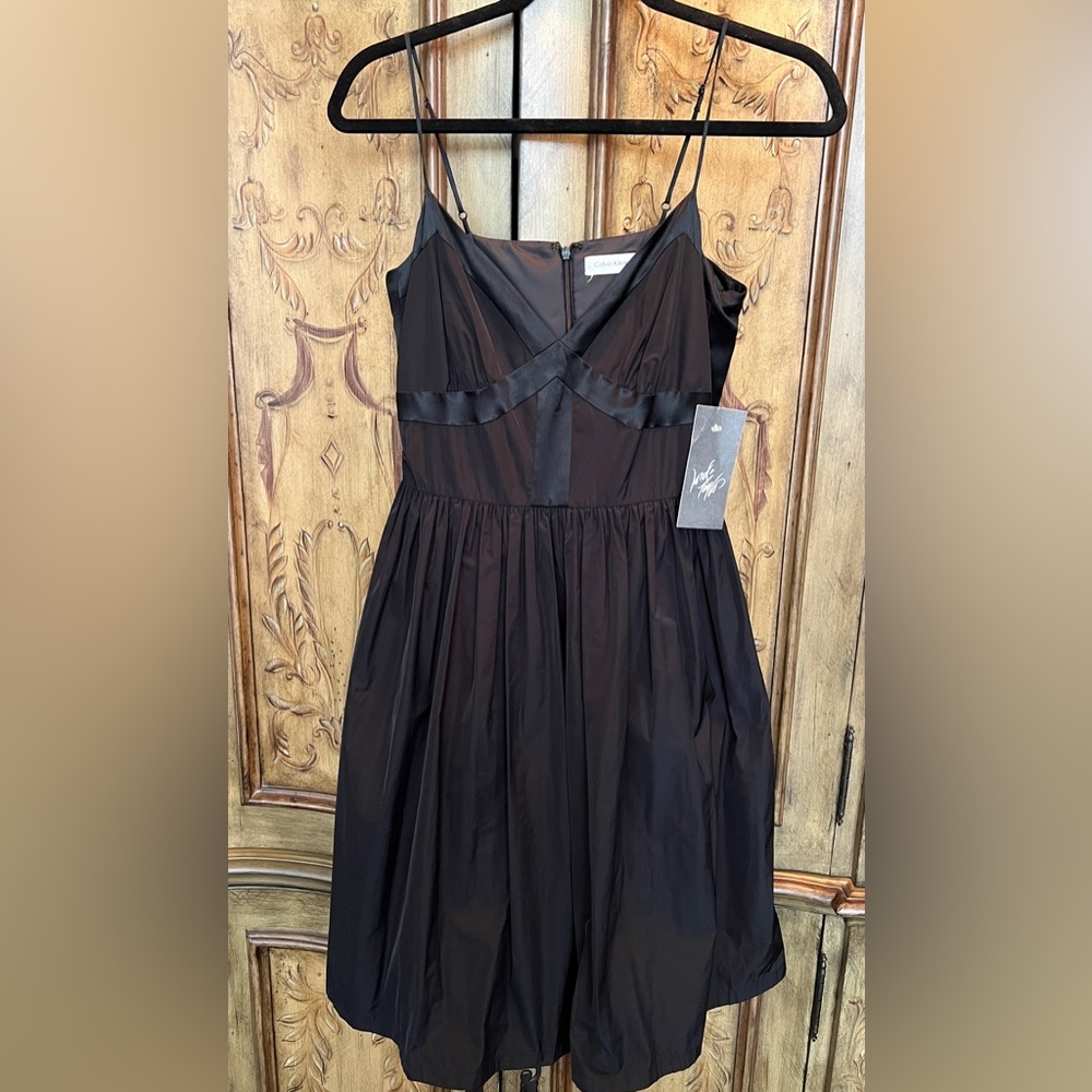 Calvin Klein Black Taffeta Dress